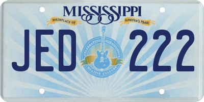MS license plate JED222