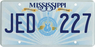 MS license plate JED227