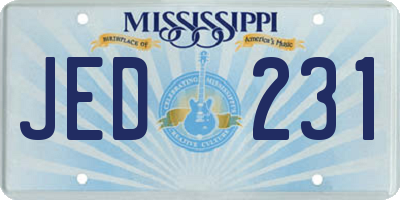 MS license plate JED231