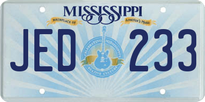 MS license plate JED233