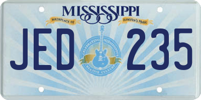 MS license plate JED235