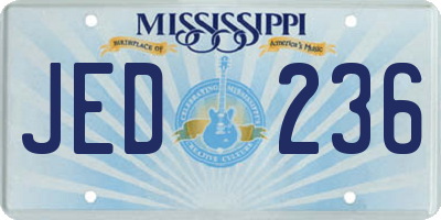 MS license plate JED236