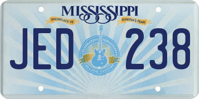 MS license plate JED238