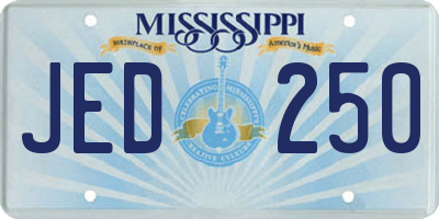 MS license plate JED250
