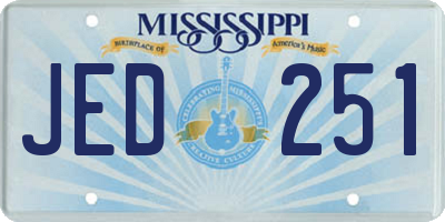 MS license plate JED251