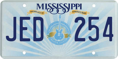 MS license plate JED254