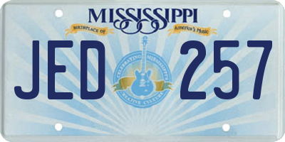 MS license plate JED257