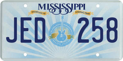 MS license plate JED258