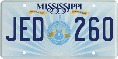 MS license plate JED260