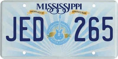 MS license plate JED265