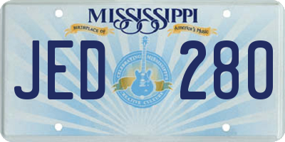 MS license plate JED280