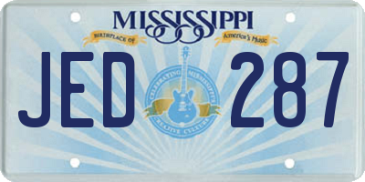 MS license plate JED287