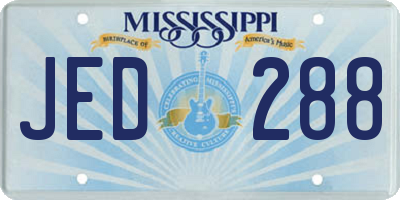 MS license plate JED288