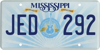 MS license plate JED292