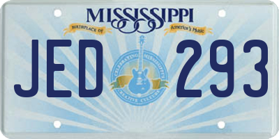 MS license plate JED293