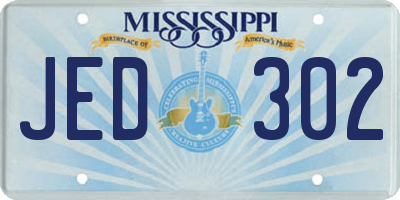 MS license plate JED302