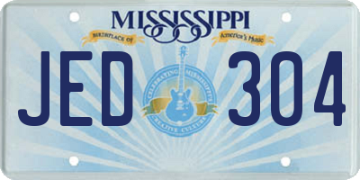 MS license plate JED304