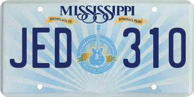MS license plate JED310