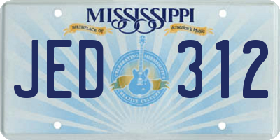 MS license plate JED312