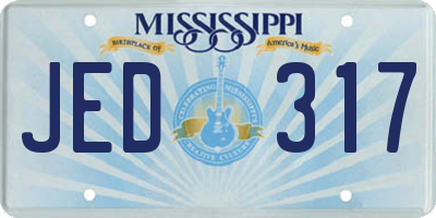 MS license plate JED317