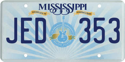 MS license plate JED353