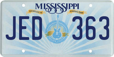 MS license plate JED363