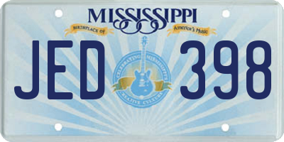 MS license plate JED398