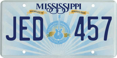 MS license plate JED457
