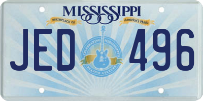 MS license plate JED496