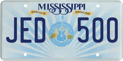 MS license plate JED500