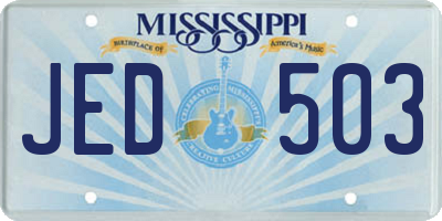 MS license plate JED503