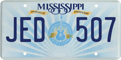 MS license plate JED507