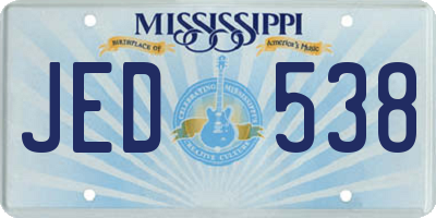 MS license plate JED538
