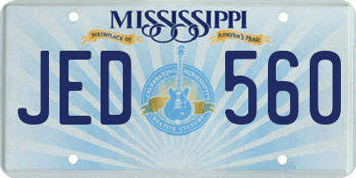 MS license plate JED560