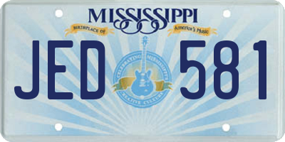 MS license plate JED581