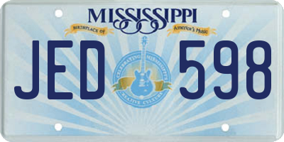 MS license plate JED598