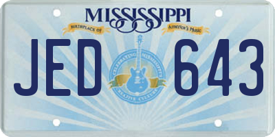 MS license plate JED643