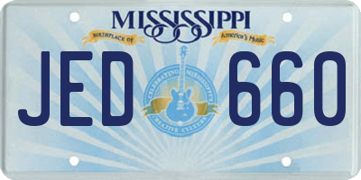 MS license plate JED660