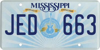 MS license plate JED663