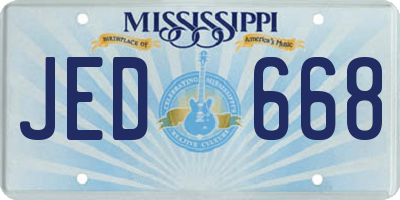 MS license plate JED668