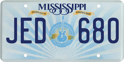 MS license plate JED680