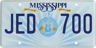 MS license plate JED700
