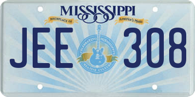 MS license plate JEE308