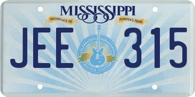 MS license plate JEE315