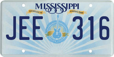 MS license plate JEE316