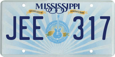 MS license plate JEE317