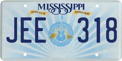 MS license plate JEE318