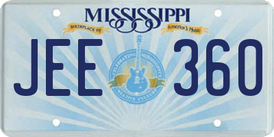 MS license plate JEE360