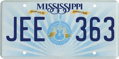 MS license plate JEE363