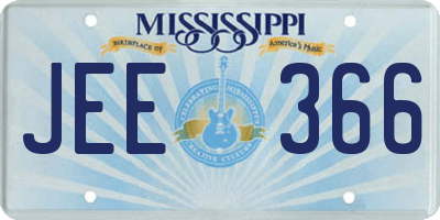 MS license plate JEE366